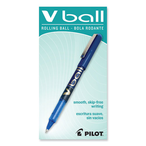 VBall Liquid Ink Rollerball Pen, Stick, Fine 0.7 mm, Blue Ink, Blue/Clear Barrel, Dozen - Image 2