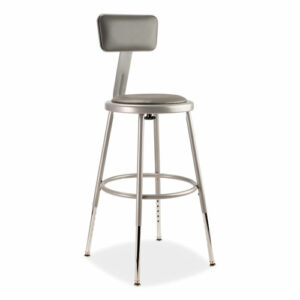 6400 Series Height Adjustable Heavy Duty Padded Stool with Backrest, Supports Up to 300 lb, 19" to 27" Seat Height, Gray