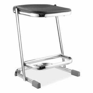 6600 Series Elephant Z-Stool, Backless, Supports Up to 500 lb, 22" Seat Height, Black Seat, Chrome Frame