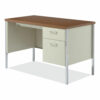 Single Pedestal Steel Desk, 45.25" x 24" x 29.5", Cherry/Putty, Chrome-Plated Legs - Image 9