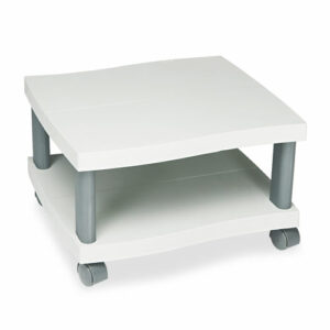 Wave Design Under-Desk Printer Stand, Plastic, 2 Shelves, 20" x 17.5" x 11.5", Light Gray/Charcoal Gray