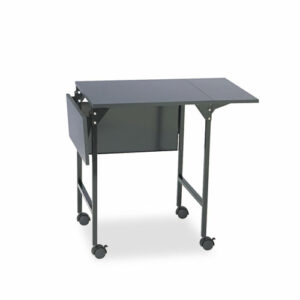 Mobile Machine Stand with Drop Leaves, Metal, 1 Shelf, 20" to 36" x 18" x 26.75", Black