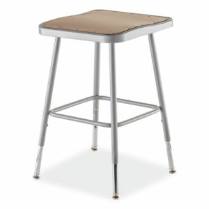6300 Series Height Adjustable HD Square Seat Stool, Backless, Supports Up to 500 lb, 18" to 26" Seat Height, Brown/Gray