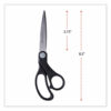 Stainless Steel Office Scissors, 8.5" Long, 3.75" Cut Length, Offset Black Handle - Image 2