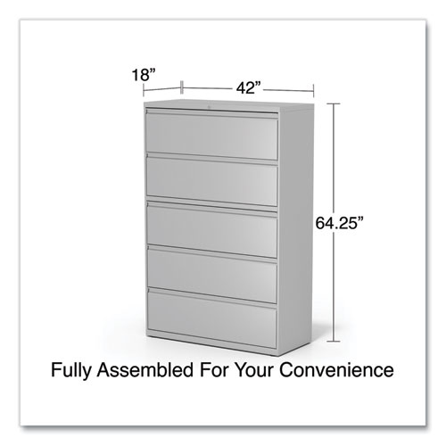 Lateral File, 5 Legal/Letter/A4/A5-Size File Drawers, 1 Roll-Out Posting Shelf, Light Gray, 42" x 18.63" x 67.63" - Image 6