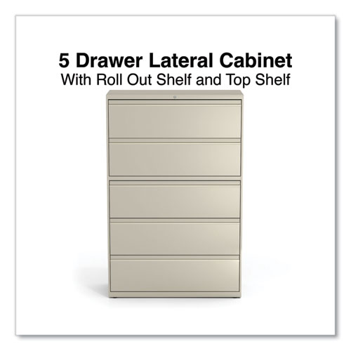 Lateral File, 5 Legal/Letter/A4/A5-Size File Drawers, Putty, 42" x 18.63" x 67.63" - Image 2