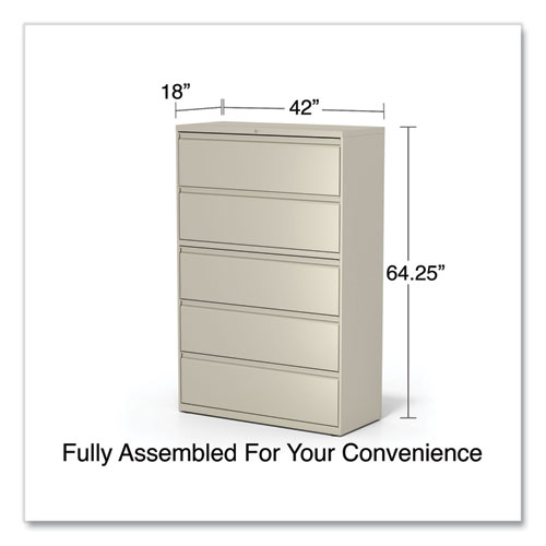 Lateral File, 5 Legal/Letter/A4/A5-Size File Drawers, Putty, 42" x 18.63" x 67.63" - Image 5
