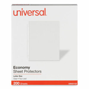 Standard Sheet Protectors, Light-Duty, Side: 3-Hole Punched, Top Load 8.5 x 11 Insert, Clear Front, 200/Box
