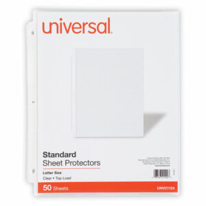 Standard Sheet Protectors, Medium-Duty, Side: 3-Hole Punched, Top Load 8.5 x 11 Insert, Clear Front, 50/Pack