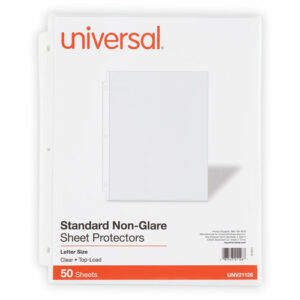 Standard Sheet Protectors, Medium-Duty, Side: 3-Hole Punched, Top Load 8.5 x 11 Insert, Nonglare Clear Front, 50/Pack