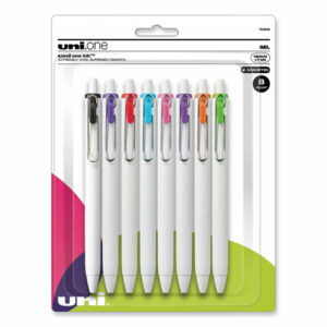 uniONE Gel Pen, Retractable, Medium 0.7 mm, Assorted Inspirational Ink and Barrel Colors, 8/Pack