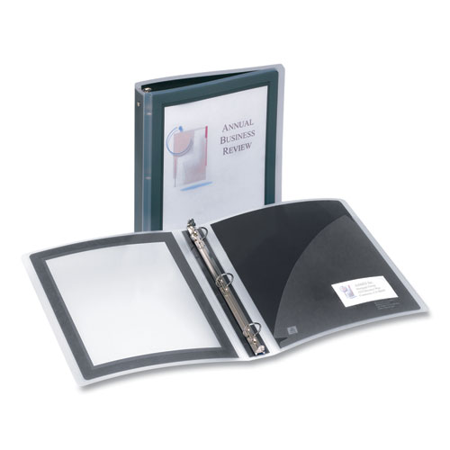 Flexi-View Binder with Round Rings, 3 Rings, 1.5" Capacity, 11 x 8.5, Black - Image 2