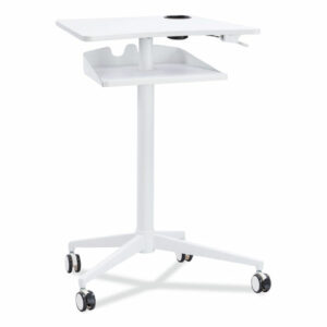 VUM Mobile Workstation, 30.75" x 22.28" x 36.12" to 48.25", White