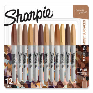 Fine Tip Permanent Marker, Portrait Colors, Fine Bullet Tip, Assorted, 12/Pack