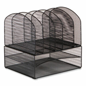 Onyx Mesh Desk Organizer, Two Horizontal and Six Upright Sections, Letter Size Files, 13.25 x 11.32 x 13.32, Black