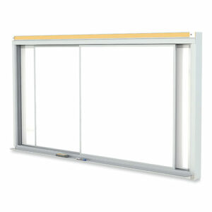 Horizontal Sliding Porcelain Magnetic Whiteboard, 120" x 48", White Surface, Satin Aluminum Frame