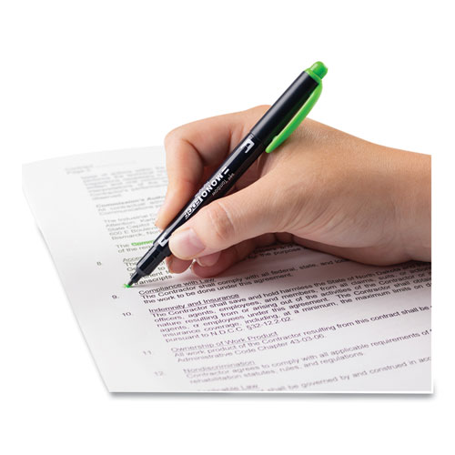 Highlighters, Yellow Green Ink, Bullet/Chisel Tip, Yellow Green Barrel, 10/Box - Image 2