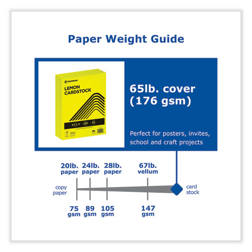 Color Cardstock, 65 lb Cover Weight, 8.5 x 11, Lemon Yellow, 250/Ream - Image 4