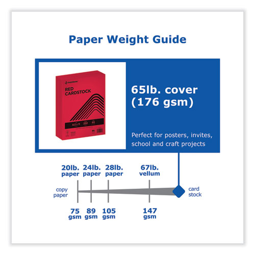 Color Cardstock, 65 lb Cover Weight, 8.5 x 11, Red, 250/Ream - Image 4
