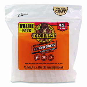 Hot Glue Sticks, 0.43" dia x 4", Dries Clear, 45/Pack