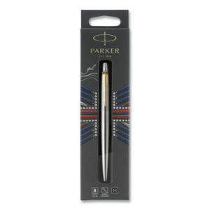 Jotter Rollerball Pen, Retractable, Medium 0.7 mm, Black Ink, Stainless Steel Barrel