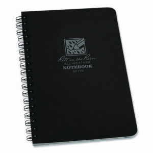 All-Weather Wire-O Notebook, 1-Subject, Universal: Narrow Rule and Quadrille Rule, Black Cover, (32) 7 x 4.63 Sheets