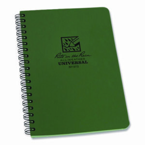 All-Weather Wire-O Notebook, 1-Subject, Universal: Narrow Rule and Quadrille Rule, Dark Green Cover, (32) 7 x 4.63 Sheets