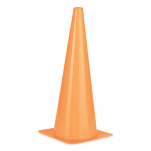 High-Visibility Plastic Cones, 18" Tall, Florescent Orange, 8" x 8" Base