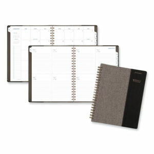 Signature Collection Black/Gray Felt Weekly/Monthly Planner, 11.25 x 9.5, Black/Gray Cover, 13-Month: Jan 2025 to Jan 2026