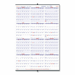 Yearly Wall Calendar, 24 x 36, White/Blue Sheets, 12-Month (Jan to Dec): 2025