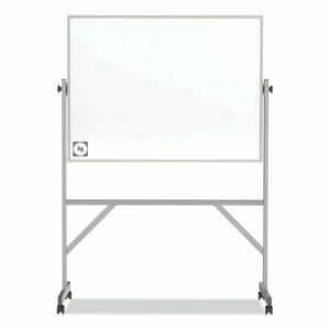 Reversible Magnetic Hygienic Porcelain Whiteboard with Aluminum Frame, 48" x 36", White Surface, Satin Aluminum Frame
