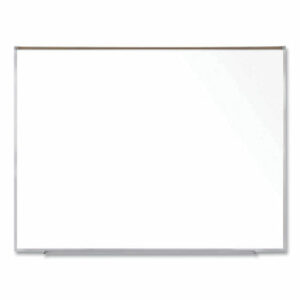 Magnetic Porcelain Whiteboard with Aluminum Frame and Maprail, 72.5" x 60.47", White Surface, Satin Aluminum Frame