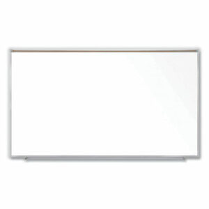 Magnetic Porcelain Whiteboard with Aluminum Frame and Maprail, 96.53" x 60.47", White Surface, Satin Aluminum Frame