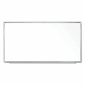 Magnetic Porcelain Whiteboard with Aluminum Frame and Maprail, 120.59" x 60.47", White Surface, Satin Aluminum Frame