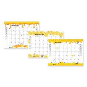 Recycled Honeycomb Desk Pad Calendar, Honeycomb Artwork, 22 x 17, White/Multicolor Sheets, 12-Month (Jan to Dec): 2025