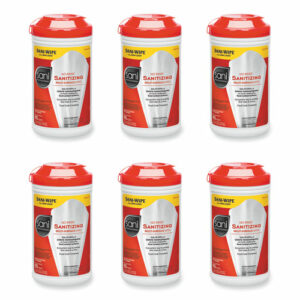 No-Rinse Sanitizing Multi-Surface Wipes, Unscented, White, 95/Container, 6/Carton