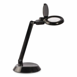 Space-Saving LED Magnifier Desk Lamp, 14" High, Black