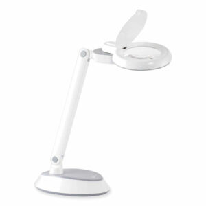 Space-Saving LED Magnifier Desk Lamp, 14" High, White