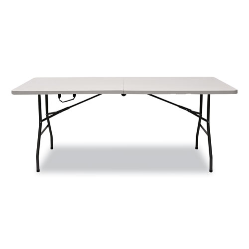Bifold Resin Folding Table, Rectangular, 70.9" x 29.1" x 30", White Granite Top, Gray Base/Legs, 2/Pack - Image 2