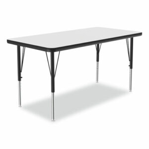 Dry-Erase Markerboard Activity Tables, Rectangular, 48" x 24" x 19" to 29", White Top, Black Legs, 4/Pallet