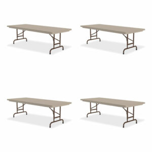 Adjustable Folding Tables, Rectangular, 60" x 30" x 22" to 32", Mocha Granite Top, Brown Legs, 4/Pallet