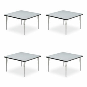 Adjustable Activity Tables, Square, 48" x 48" x 19" to 29", Gray Top, Silver Legs, 4/Pallet