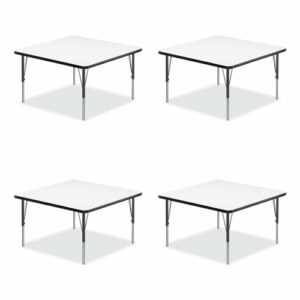 Markerboard Activity Tables, Square, 48" x 48" x 19" to 29", White Top, Black Legs, 4/Pallet