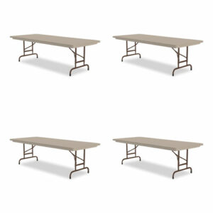 Adjustable Folding Tables, Rectangular, 72" x 30" x 22" to 32", Mocha Granite Top, Brown Legs, 4/Pallet