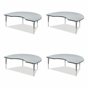 Adjustable Activity Tables, Kidney Shaped, 72" x 48" x 19" to 29", Gray Top, Gray Legs, 4/Pallet