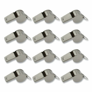 Sports Whistle, Medium Weight, Metal, Silver, Dozen