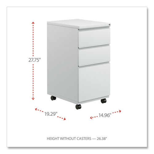 File Pedestal with Full-Length Pull, Left/Right, 3-Drawers: Box/Box/File, Legal/Letter, Light Gray, 14.96" x 19.29" x 27.75" - Image 2