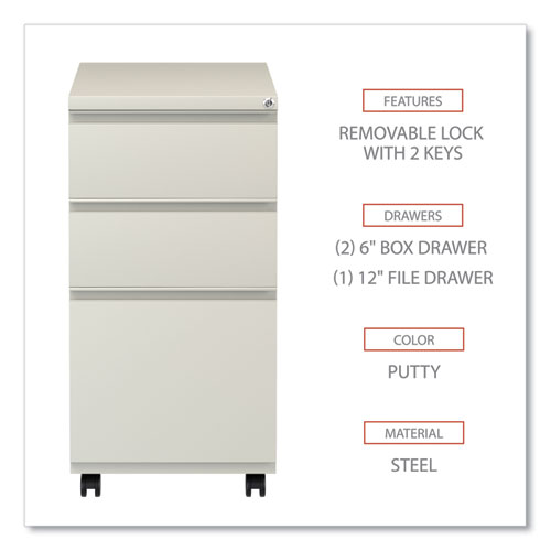 File Pedestal with Full-Length Pull, Left or Right, 3-Drawers: Box/Box/File, Legal/Letter, Putty, 14.96" x 19.29" x 27.75" - Image 3