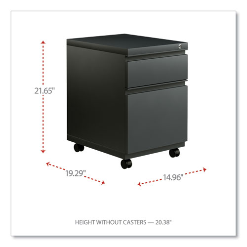 File Pedestal with Full-Length Pull, Left or Right, 2-Drawers: Box/File, Legal/Letter, Charcoal, 14.96" x 19.29" x 21.65" - Image 2
