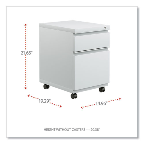File Pedestal with Full-Length Pull, Left or Right, 2-Drawers: Box/File, Legal/Letter, Light Gray, 14.96" x 19.29" x 21.65" - Image 2